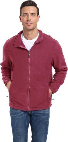 PEGENO Men's Fleece Jacket Stand Collar Casual Soft Warm Coats With Zipper Pocket in Saudi Arabia