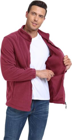 PEGENO Men's Fleece Jacket Stand Collar Casual Soft Warm Coats With Zipper Pocket in Saudi Arabia