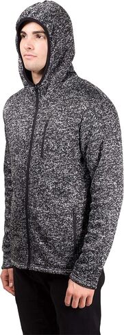 Brooklyn Surf Men's Sherpa Lined Cozy Knit Full Zip Hoodie, Black Marled Gray, Small in Saudi Arabia
