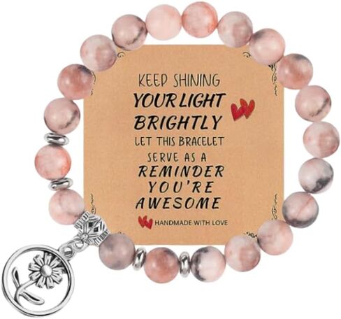 YOU'RE AWESOME Encouragement Message Card Bracelets Get Well Soon Natural Stone Stress Relief Healing Chakras Beaded Bracelet Inspirational Yoga Jewelry Birthday Graduation Valentines Monther's Day Gifts for Women Girls in Saudi Arabia