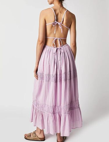 HeSaYep Sexy Dress for Women 2024 Trendy Summer Backless Flowy Dress Spaghetti Strap Maxi Dress in Kuwait