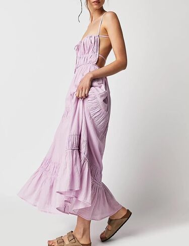 HeSaYep Sexy Dress for Women 2024 Trendy Summer Backless Flowy Dress Spaghetti Strap Maxi Dress in Kuwait