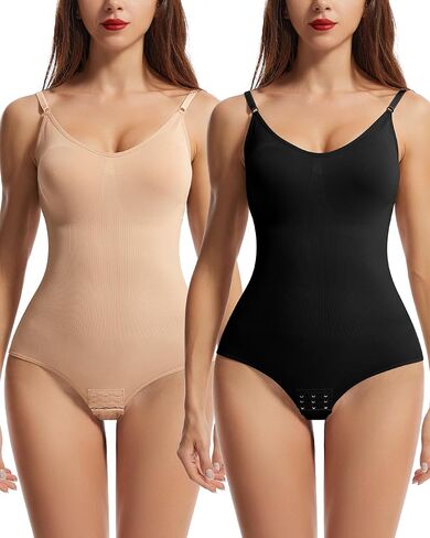 J-pone Shapewear Bodysuit Women Tummy Control Spaghetti Strap Stretch Slimming Body Shaper, 2 Piece in Kuwait