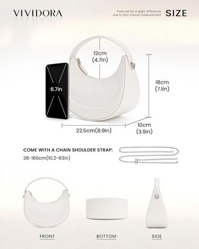 حقيبة يد صغيرة للنساء من فيفيدورا، حقيبة كتف هلالية عصرية بمقبض علوي وحقيبة كلاتش عصرية بسحاب in Kuwait