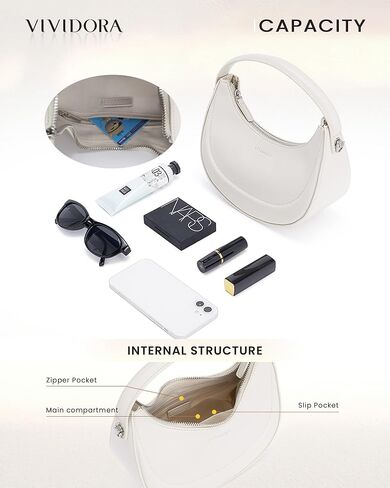 حقيبة يد صغيرة للنساء من فيفيدورا، حقيبة كتف هلالية عصرية بمقبض علوي وحقيبة كلاتش عصرية بسحاب in Kuwait