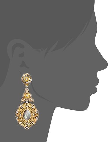 Miguel Ases Long Golden Drop with Mother-Of-Pearl Center Earrings in Saudi Arabia