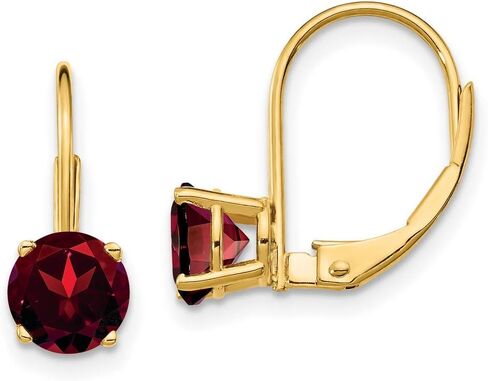 Garnet Leverback Earrings in Real 14k Yellow Gold in Saudi Arabia