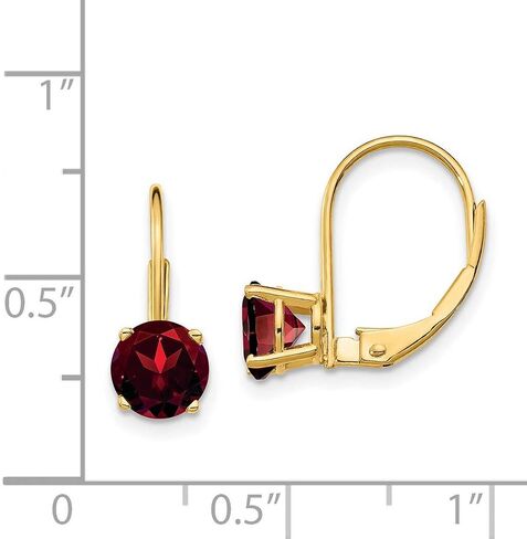 Garnet Leverback Earrings in Real 14k Yellow Gold in Saudi Arabia
