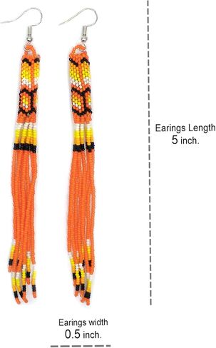 One of a kind Tribal Extra Long Beaded Statement Earrings Handmade in Saudi Arabia