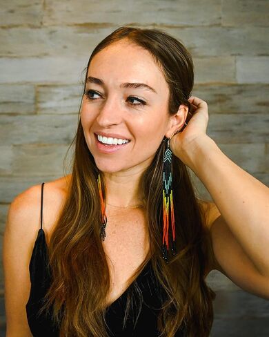 One of a kind Tribal Extra Long Beaded Statement Earrings Handmade in Saudi Arabia