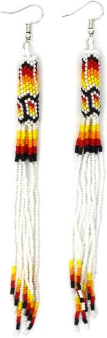 One of a kind Tribal Extra Long Beaded Statement Earrings Handmade in Saudi Arabia