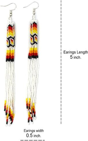 One of a kind Tribal Extra Long Beaded Statement Earrings Handmade in Saudi Arabia