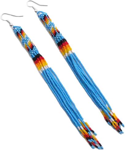 One of a kind Tribal Extra Long Beaded Statement Earrings Handmade in Saudi Arabia