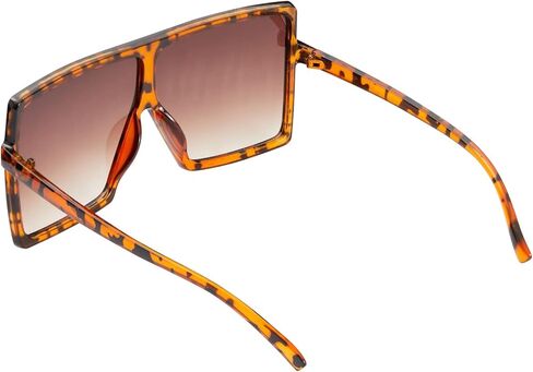 3 Pack Oversized Square Sunglasses for Women with Pouches, Flat Top Dark Shades (3 Designs), Black, Tortoiseshell, and Transparent Light Pink, Oversized in Kuwait