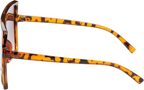 3 Pack Oversized Square Sunglasses for Women with Pouches, Flat Top Dark Shades (3 Designs), Black, Tortoiseshell, and Transparent Light Pink, Oversized in Kuwait