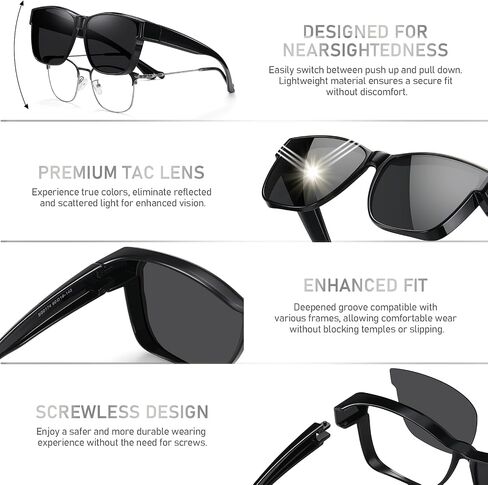 GEGURI Polarized Sunglasses Fit Over Glasses for Men Women, Oversized Square Sun Glasses UV400 Protection Shades in Saudi Arabia