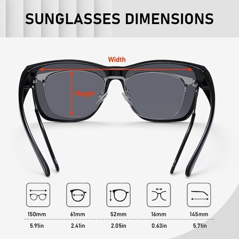 GEGURI Polarized Sunglasses Fit Over Glasses for Men Women, Oversized Square Sun Glasses UV400 Protection Shades in Saudi Arabia