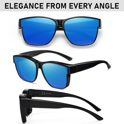 GEGURI Polarized Sunglasses Fit Over Glasses for Men Women, Oversized Square Sun Glasses UV400 Protection Shades in Saudi Arabia