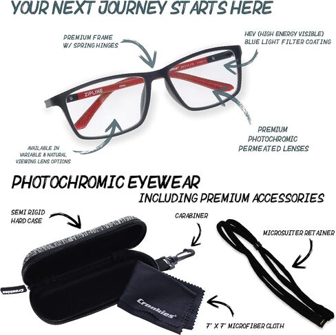 Croakies Zipline Photochromic Eyewear | UV400 Sunglass and Bluelight Protective Eyeglass For Outdoor and HEV Devices | Bundle in Saudi Arabia
