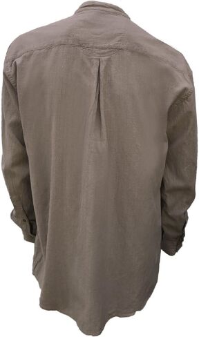 Civilian Irish Grandfather Collarless Shirt, Cotton and Linen Long-Sleeve Traditional Irish Shirt in Saudi Arabia