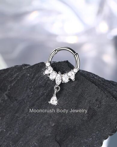 مجوهرات مون كراش تتدلى حلقات الحاجز 16 جرام مجوهرات الحاجز الفضي سباركلي هيليكس دايث أقراط للنساء واضح تشيكوسلوفاكيا دايث ثقب المجوهرات الفولاذ المقاوم للصدأ هيبوالرجينيك in Kuwait