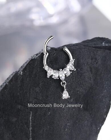 مجوهرات مون كراش تتدلى حلقات الحاجز 16 جرام مجوهرات الحاجز الفضي سباركلي هيليكس دايث أقراط للنساء واضح تشيكوسلوفاكيا دايث ثقب المجوهرات الفولاذ المقاوم للصدأ هيبوالرجينيك in Kuwait