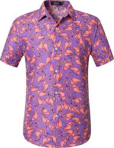 SSLR Mens Short Sleeve Button Down Shirts Casual Summer Hawaiian Shirts for Men in Saudi Arabia