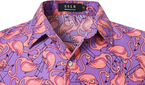 SSLR Mens Short Sleeve Button Down Shirts Casual Summer Hawaiian Shirts for Men in Saudi Arabia