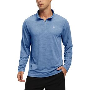 TBMPOY Men's 1/4 Zip Pullover Running Long Sleeve Sun Protection Shirts Quick Dry UPF 50+ Rash Guard Athletic T Shirt