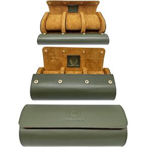 Genuine Napa Leather Watch Roll Travel Case for 3 Watches - Travel Watch Rolls and Leather Watch Display Cases with Velvet Interior - Watch Storage Organizer Men's By CALIBERWATCH
