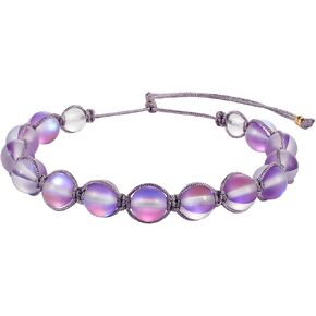 KELITCH Moon-Stone Beaded Bracelets Colorful Hand Woven Strands Bracelets Beach Bangles Jewelry