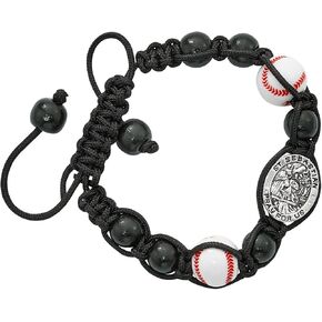 Religious Sports Bead Bracelet with Silver Toned Saint Sebastian Medal, 8 Inch in Saudi Arabia
