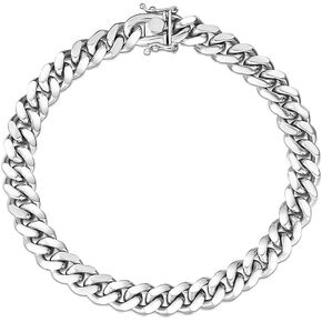 Savlano 925 Sterling Silver Solid Italian Miami Cuban Link Chain Bracelet for Men & Boys - Made in Italy Comes With a Gift Box