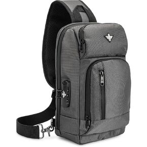 Erozul Equinox Sling Backpack Anti Theft Combination Lock Chest Shoulder Bag Waterproof Crossbody Casual Daypack (Black)