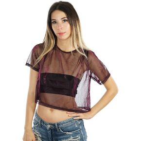 Sheer Mesh Fishnet Rave Festival Women's Crop Top