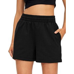 Womens Casual Drawstring Sweat Shorts Elastic High Waist Running Workout Shorts with Pockets