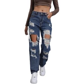 Giallino Ripped Jeans Womens Distressed high Waisted Jeans for Women Trendy Wide Straight Leg Y2k Pants Women’s Jeans
