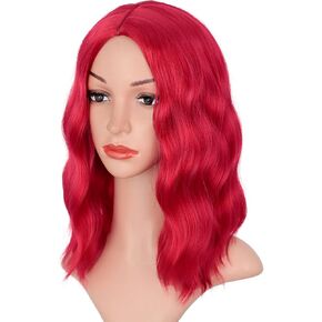 Earfodo Short Bob Wigs for Women Blue Wig Loose Curly Wavy Shoulder Length Synthetic Party Costume Cosplay colored wigs For Girls Wear 14 Inch in Saudi Arabia