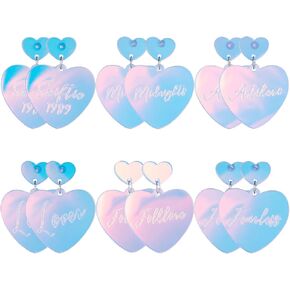 كول لاك داي 6 ازواج من اقراط تايلور بتصميم قلب مستوحى من المغني للنساء من الاقراط الموسيقية من الاكريليك، هدايا لمحبي سويفتي، مصنوعة من الاسكندريت, أكريليك, الألكسندريت الصناعي in Kuwait