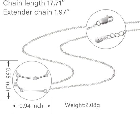 ALoveSoul 925 Sterling Silver Constellation Horoscope Zodiac Necklace, Birthday Gifts for Women Girls in Kuwait