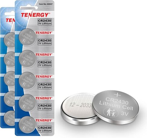 بطارية Tenergy CR2430، بطارية ليثيوم 3 فولت لمفتاح السيارة، جهاز التحكم عن بعد للسيارة، الآلات الحاسبة، موازين الحرارة والمزيد، 20 قطعة (عبوة من 4 قطع) in Saudi Arabia