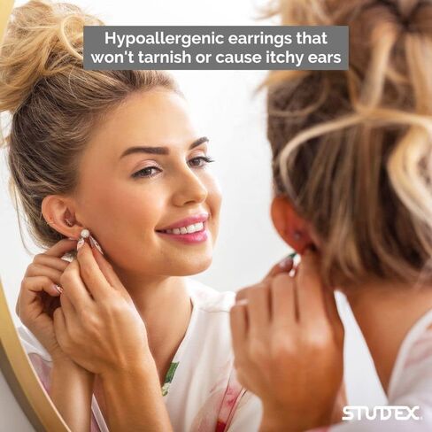 STUDEX Daisy Stud Earrings | Hypoallergenic and Nickel Safe for Sensitive Ears | High Fashion Earrings for Women and Men in Saudi Arabia