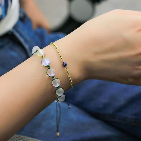 KELITCH Moon-Stone Beaded Bracelets Colorful Hand Woven Strands Bracelets Beach Bangles Jewelry in Kuwait