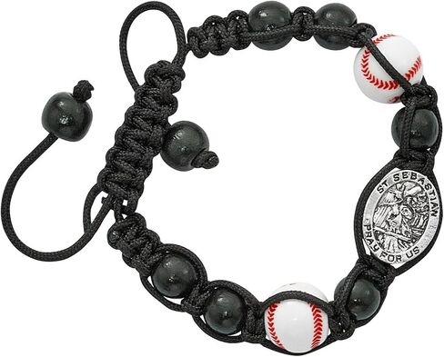 Religious Sports Bead Bracelet with Silver Toned Saint Sebastian Medal, 8 Inch in Saudi Arabia