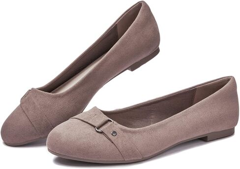 أحذية Veittes النسائية المسطحة - أحذية راقصة الباليه كاجوال لطيفة من الجلد السويدي للمكتب. in Kuwait