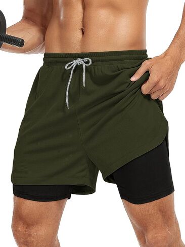 Century Star Athletic Mens Running Shorts Workout Quick Dry Compression Short for Men with Pockets Training Sport Gym Shorts in Saudi Arabia