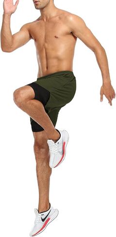 Century Star Athletic Mens Running Shorts Workout Quick Dry Compression Short for Men with Pockets Training Sport Gym Shorts in Saudi Arabia