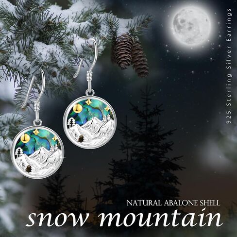 Mountain Earrings Sterling Silver Hypoallergenic Abalone Shell Mountain Range Dangling Earrings Mountain Jewelry for Women Girls Skiers, Hikers, Campers, Climbers,Nature Lovers in Saudi Arabia