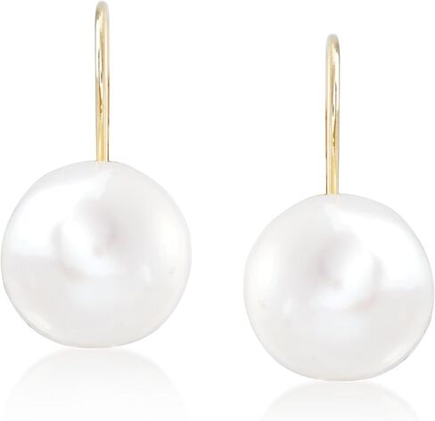 أقراط روس سيمونز متدلية من اللؤلؤ بأزرار 10-11 ملم من الذهب الأصفر عيار 14 قيراط in Kuwait