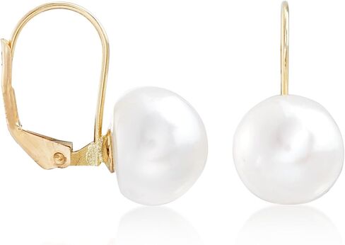 أقراط روس سيمونز متدلية من اللؤلؤ بأزرار 10-11 ملم من الذهب الأصفر عيار 14 قيراط in Kuwait